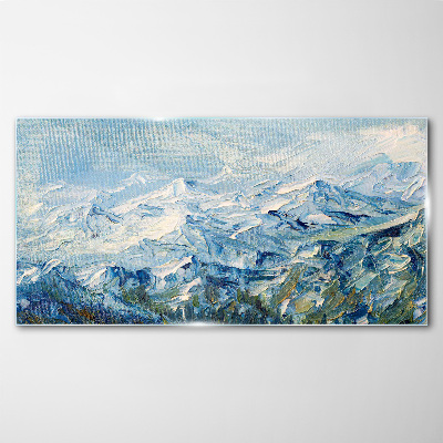 Tablou sticla Munții picturii de iarnă