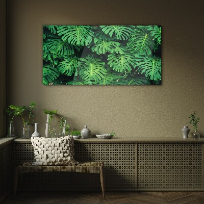 Tablou sticla Mozaic cu frunze tropicale