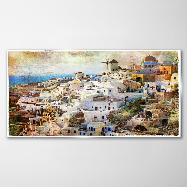 Tablou sticla Santorini la soare