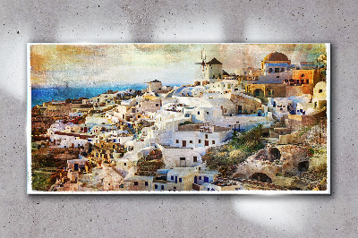 Tablou sticla Santorini la soare