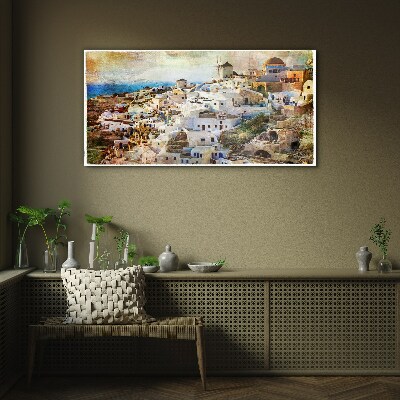 Tablou sticla Santorini la soare