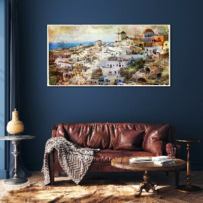 Tablou sticla Santorini la soare