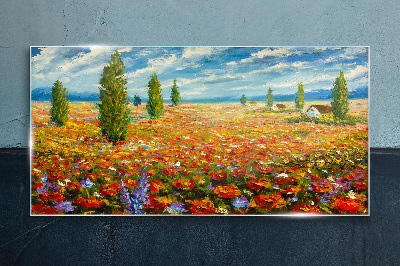Tablou sticla Pictând câmpuri de flori