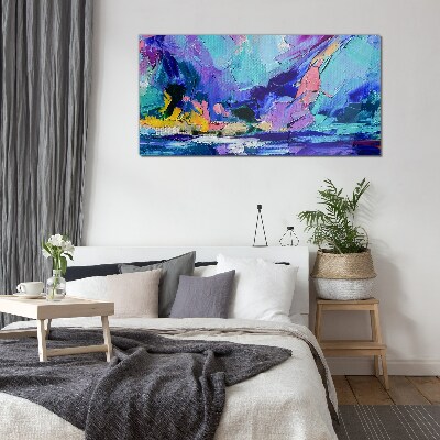 Tablou sticla Peisaj abstract în nuanțe de violet