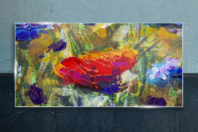 Tablou pe sticla Expresionism floral colorat