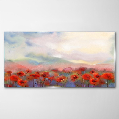 Tablou sticla Peisaj floral in culori pastelate