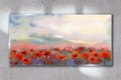 Tablou sticla Peisaj floral in culori pastelate