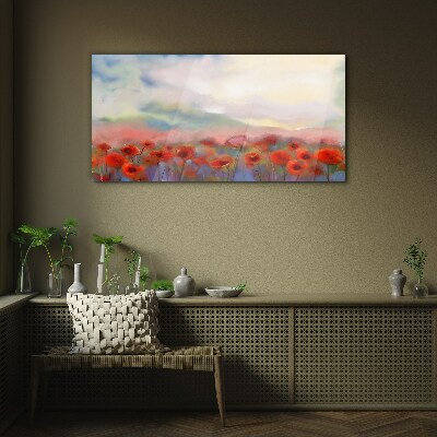 Tablou sticla Peisaj floral in culori pastelate