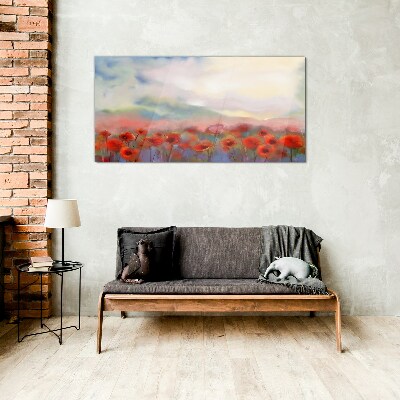 Tablou sticla Peisaj floral in culori pastelate