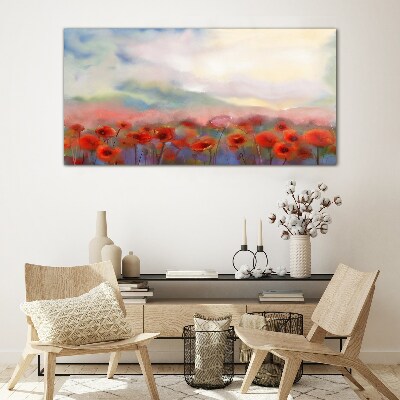 Tablou sticla Peisaj floral in culori pastelate