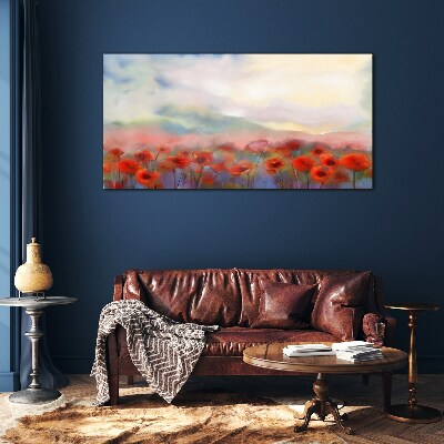 Tablou sticla Peisaj floral in culori pastelate