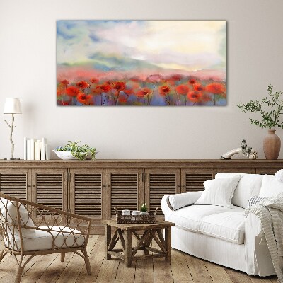 Tablou sticla Peisaj floral in culori pastelate