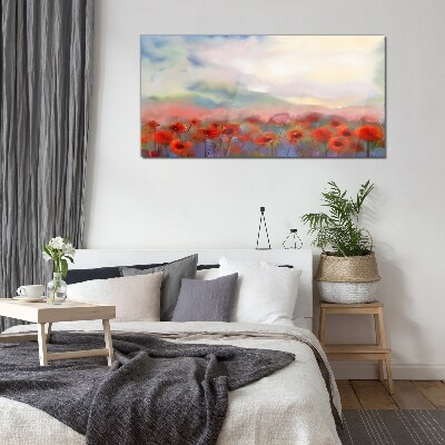 Tablou sticla Peisaj floral in culori pastelate