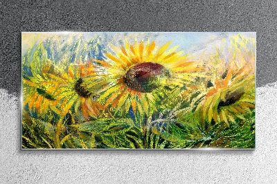Tablou sticla Floarea soarelui în soarele de vară