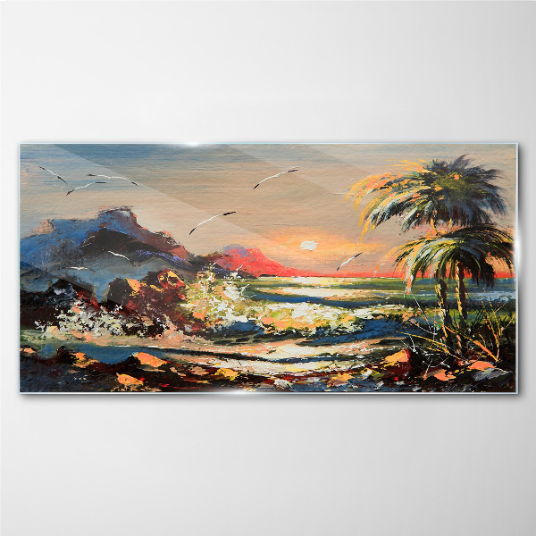 Tablou sticla Apus tropical peste mare