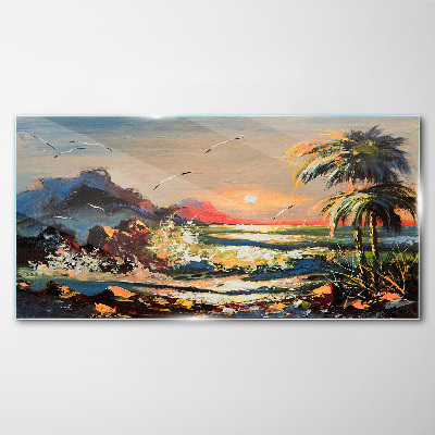 Tablou sticla Apus tropical peste mare