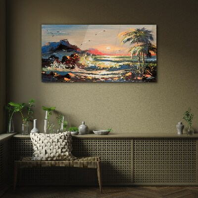 Tablou sticla Apus tropical peste mare