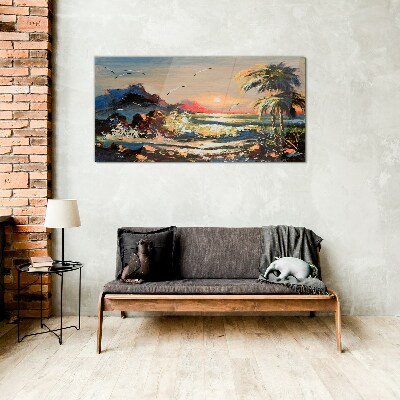 Tablou sticla Apus tropical peste mare