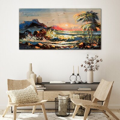 Tablou sticla Apus tropical peste mare