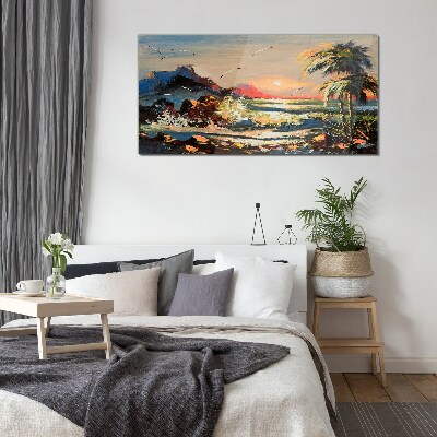 Tablou sticla Apus tropical peste mare
