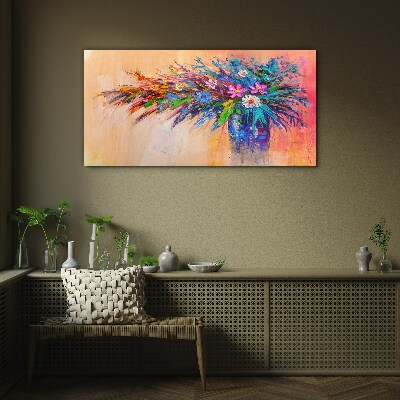 Tablou sticla Flori colorate într-o vază