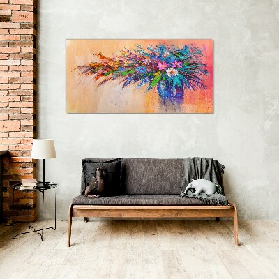 Tablou sticla Flori colorate într-o vază