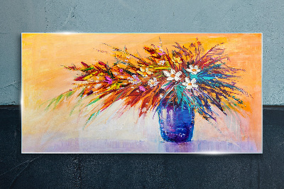Tablou sticla Buchet colorat într-o vază