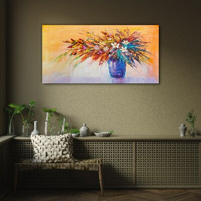 Tablou sticla Buchet colorat într-o vază