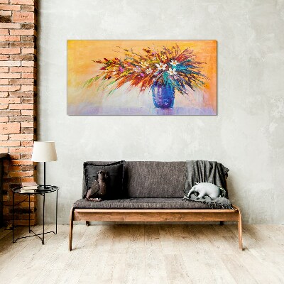 Tablou sticla Buchet colorat într-o vază