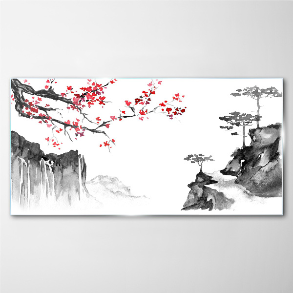 Tablou sticla Peisaje florale în stil japonez