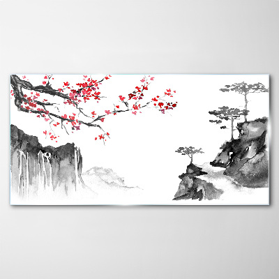 Tablou sticla Peisaje florale în stil japonez