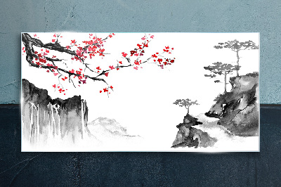 Tablou sticla Peisaje florale în stil japonez