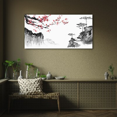 Tablou sticla Peisaje florale în stil japonez
