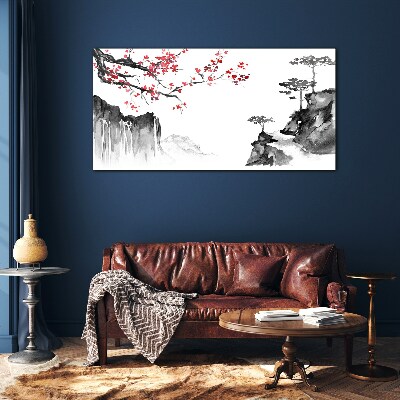Tablou sticla Peisaje florale în stil japonez
