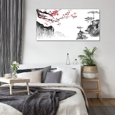 Tablou sticla Peisaje florale în stil japonez
