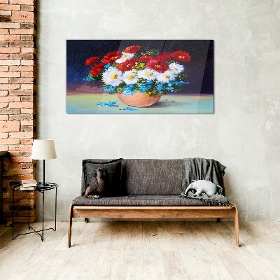 Tablou sticla Buchet de flori într-o vază