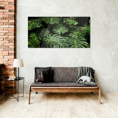Tablou sticla Frunze tropicale de monstera
