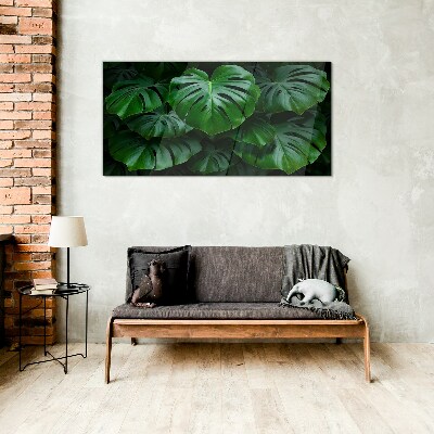 Tablou sticla Simfonia verde a frunzelor de Monstera
