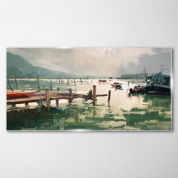 Tablou sticla Un port liniștit dimineața