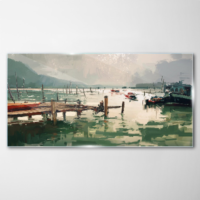 Tablou sticla Un port liniștit dimineața