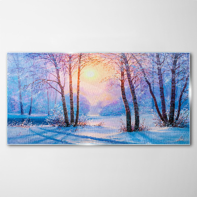 Tablou sticla Dimineața de iarnă în pădure