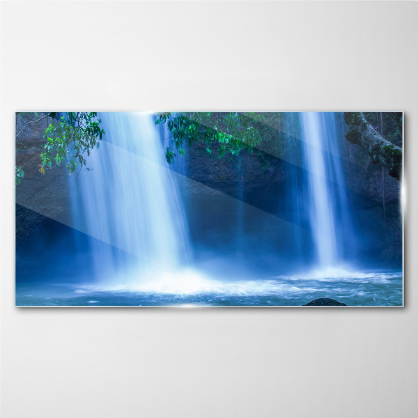 Tablou sticla Cascada în albastru