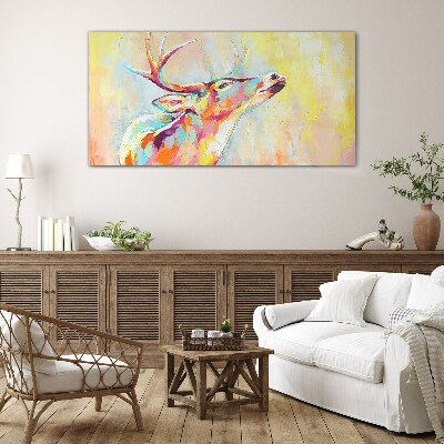 Tablou sticla Cerb colorat în peisaj pastel