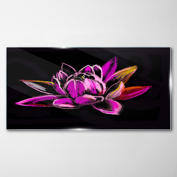 Tablou sticla Floare de lotus pe fundal negru