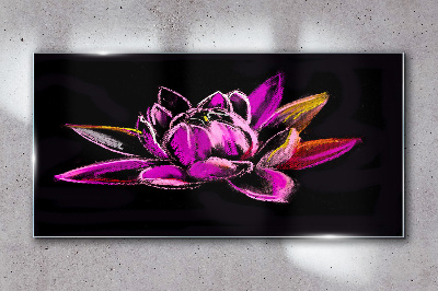 Tablou sticla Floare de lotus pe fundal negru