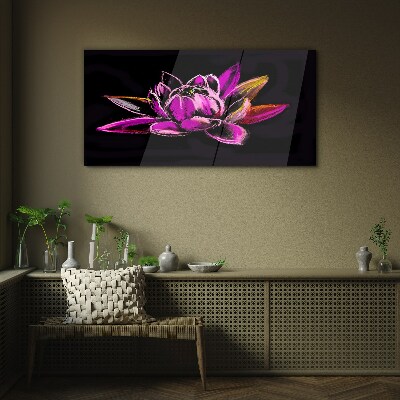 Tablou sticla Floare de lotus pe fundal negru