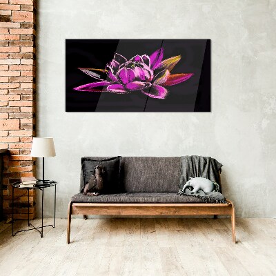 Tablou sticla Floare de lotus pe fundal negru