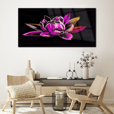 Tablou sticla Floare de lotus pe fundal negru