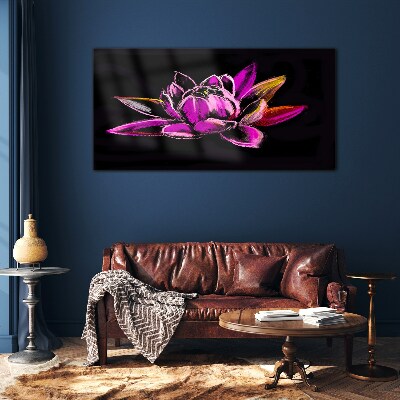 Tablou sticla Floare de lotus pe fundal negru