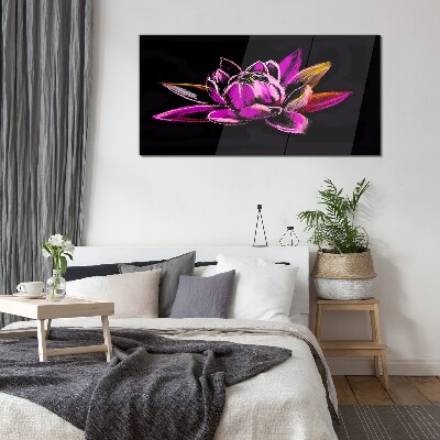 Tablou sticla Floare de lotus pe fundal negru